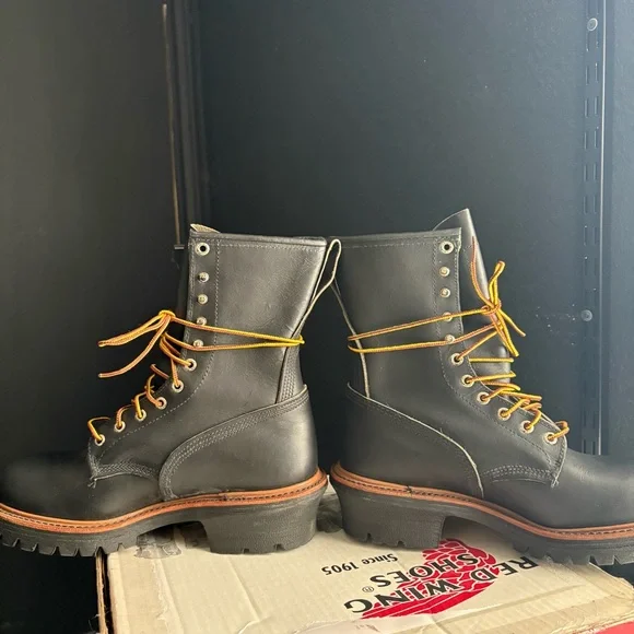 Red Wing Vintage Leather Logger Vibram Lace up Boot made in USA Deadstock - Picture 7 of 14